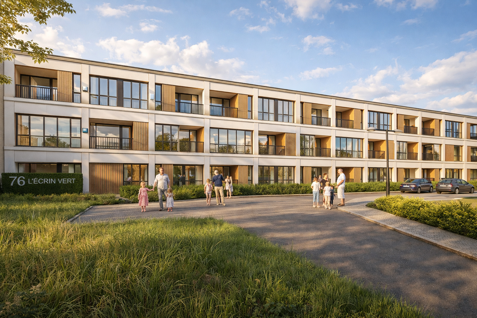 Rendu architectural de la façade principale en journée