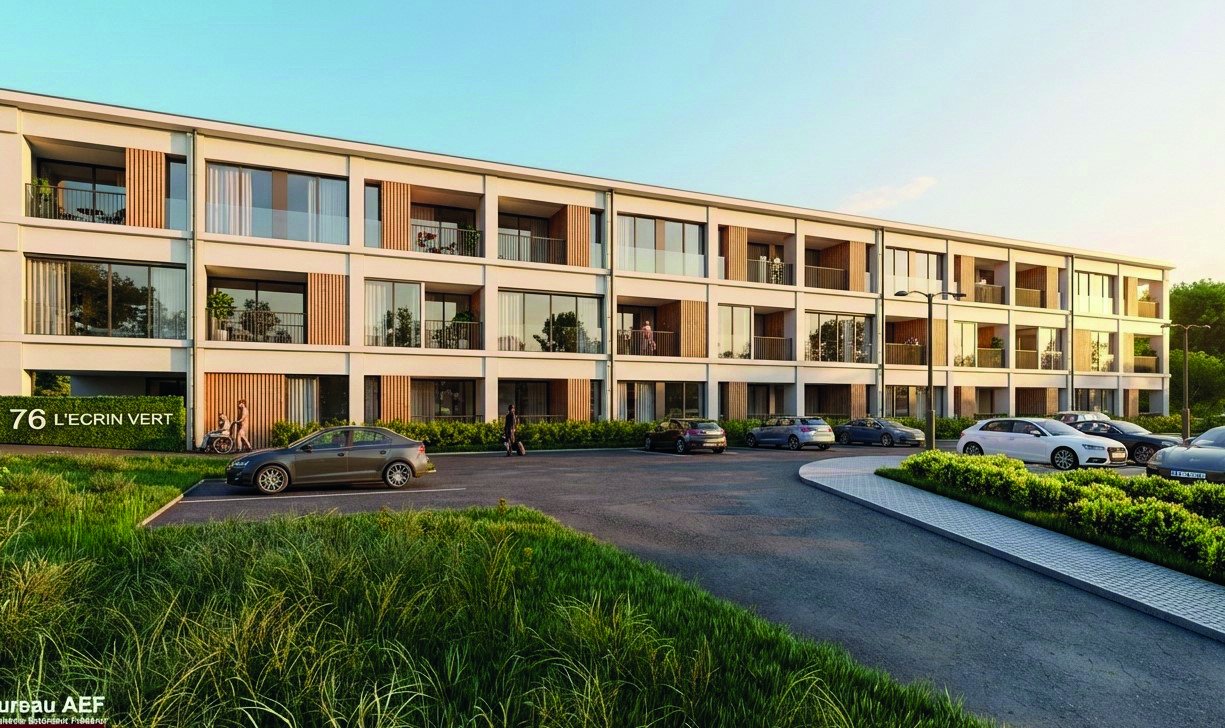 Façade de L'Écrin Vert de jour, immeuble vendu sous loi Breyne